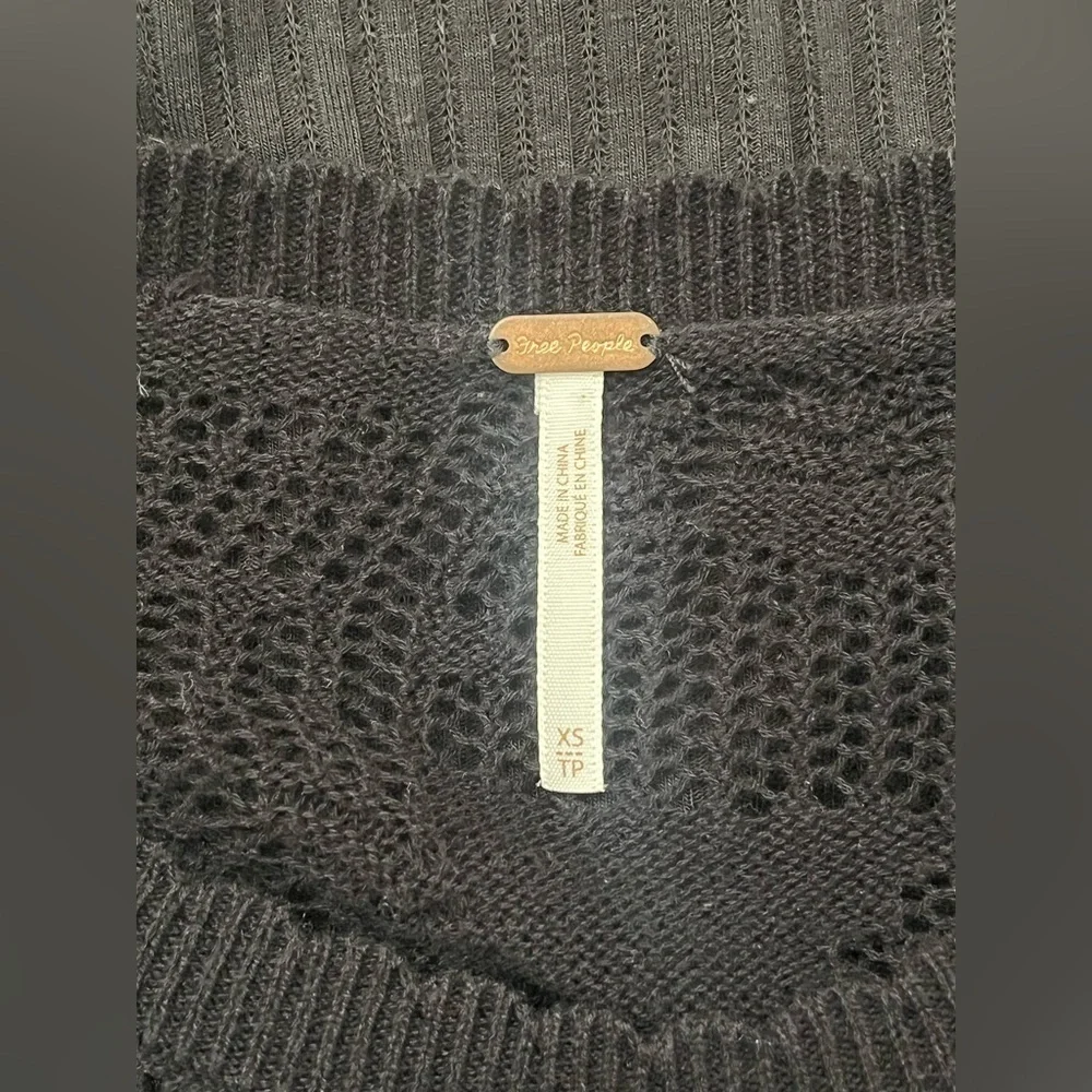 Free People Colette Scallop Neck Trim Knit Sweater Size XS